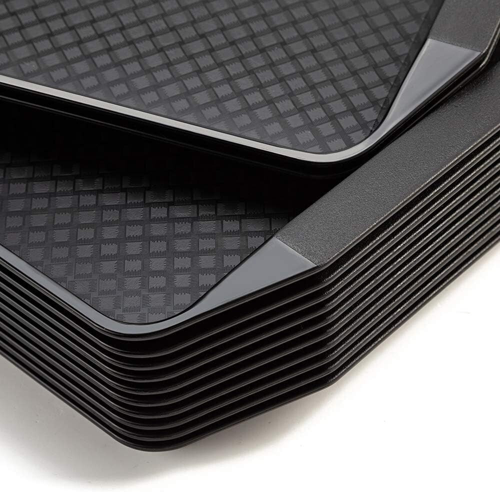 Casual Black Fast Food Serving Trays, 12-Pack 16.95"x11.82" Rectangular