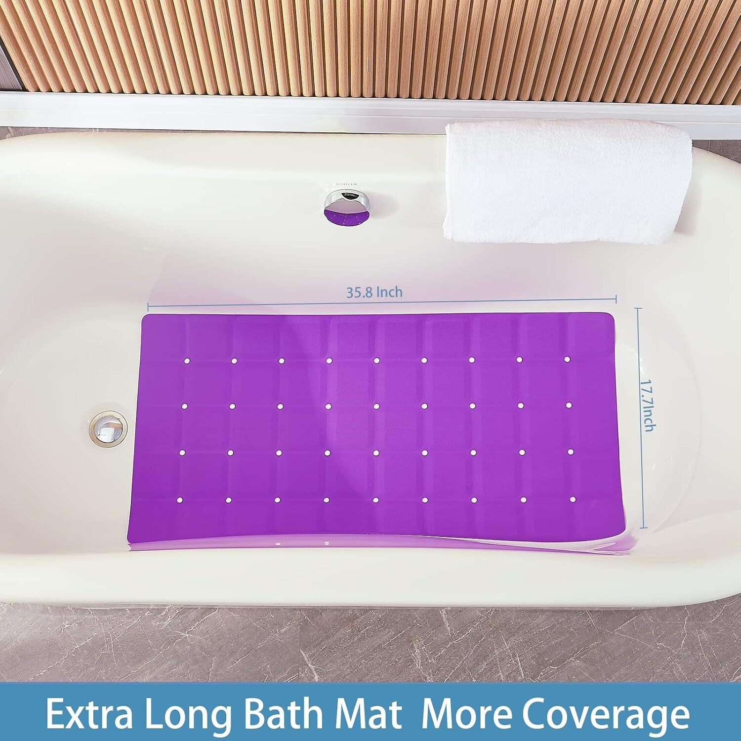 Elegant Eggplant Purple Non-Slip Bath Mat - Jumbo Size for Comfort and Safety