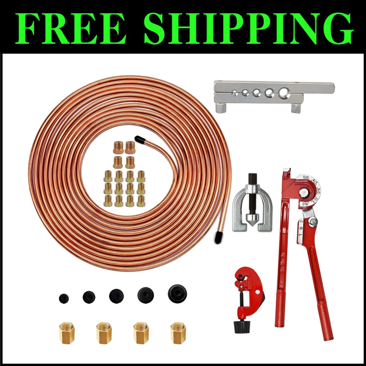 Complete Brake Line Tubing Kit - 1/4" 25 Ft with Tubing Bender & Toolbox