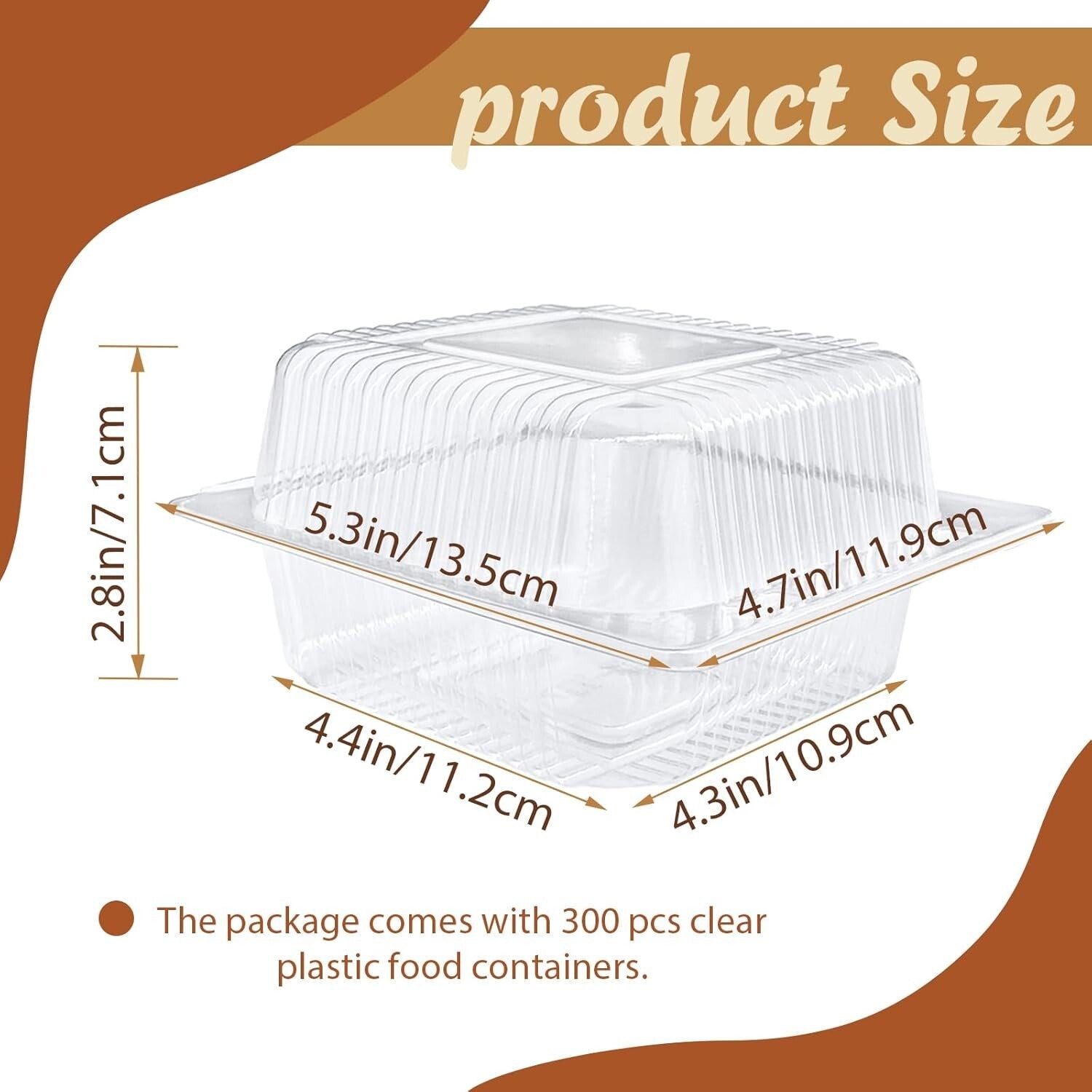 Durable 300 Pcs Hinged Takeout Containers - Lightweight & Secure Food Storage