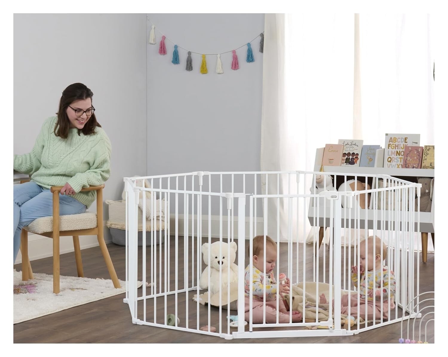 194-Inch Adjustable Baby Gate and Play Yard - Durable 2-in-1 Safety Solution