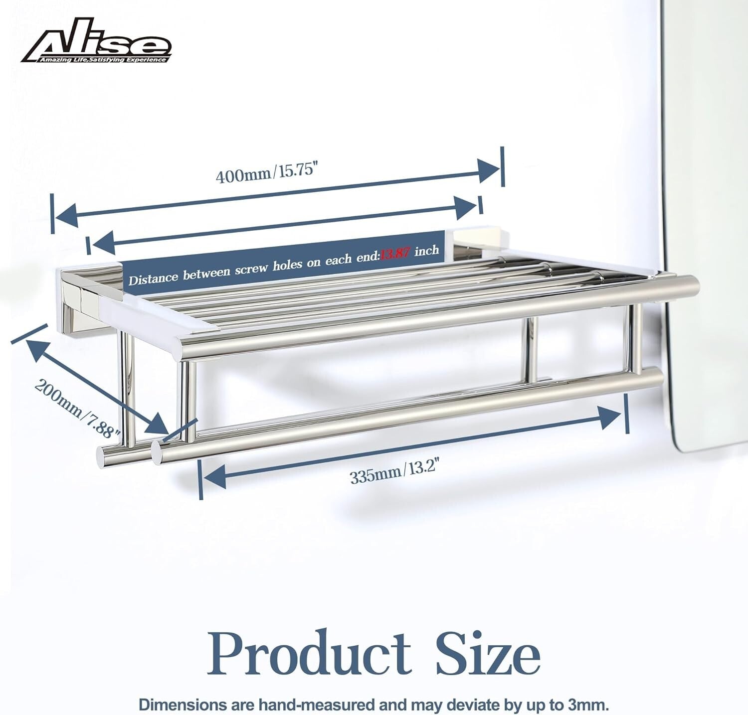 Elegant 16" Polished Chrome Towel Holder with Double Bars for Modern Bathrooms