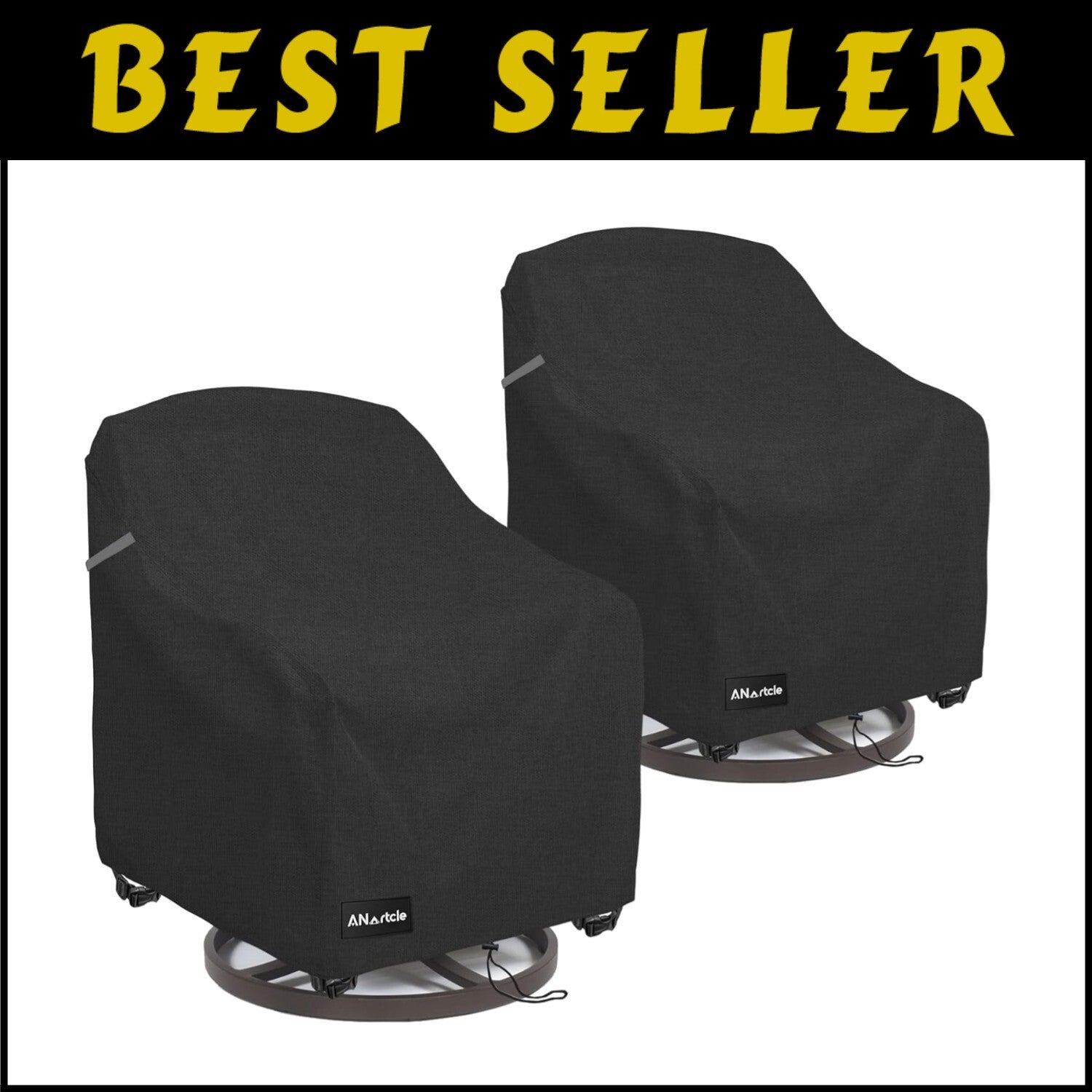 Secure-Fit Waterproof Swivel Patio Chair Covers, 2-Pack with Air Vents & Straps