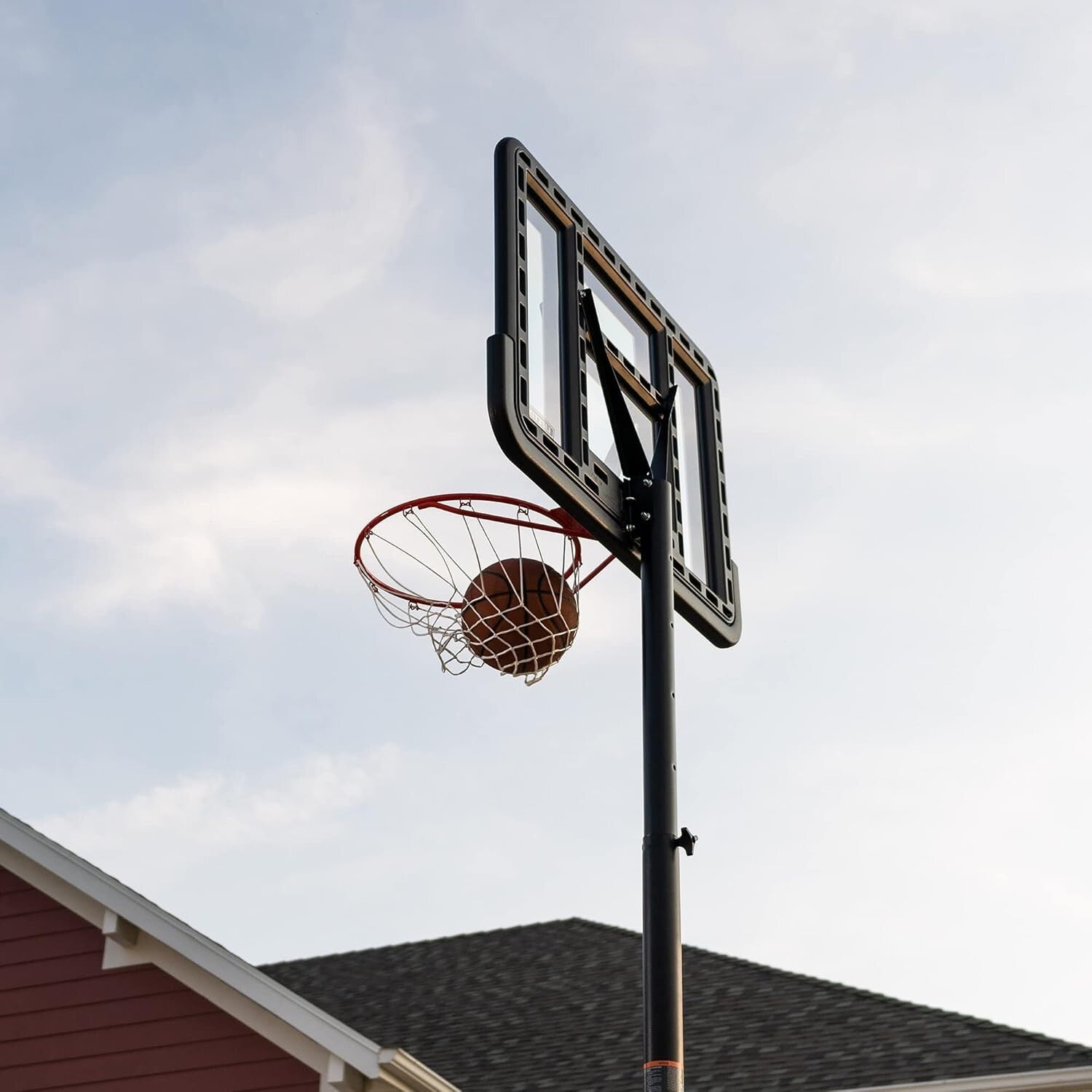 Adjustable Shatterproof Portable Basketball Hoop - 44" Backboard, Freestanding