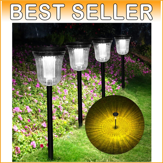 200 Lumens Solar Pathway Lights - Waterproof Outdoor Lights, 4 Pack Set