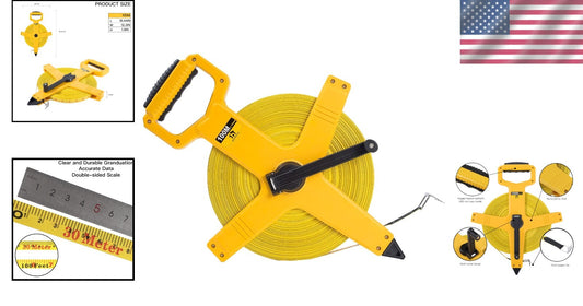 330-Foot Fiberglass Tape Measure - Dual Scale, Impact-Resistant Bright Yellow