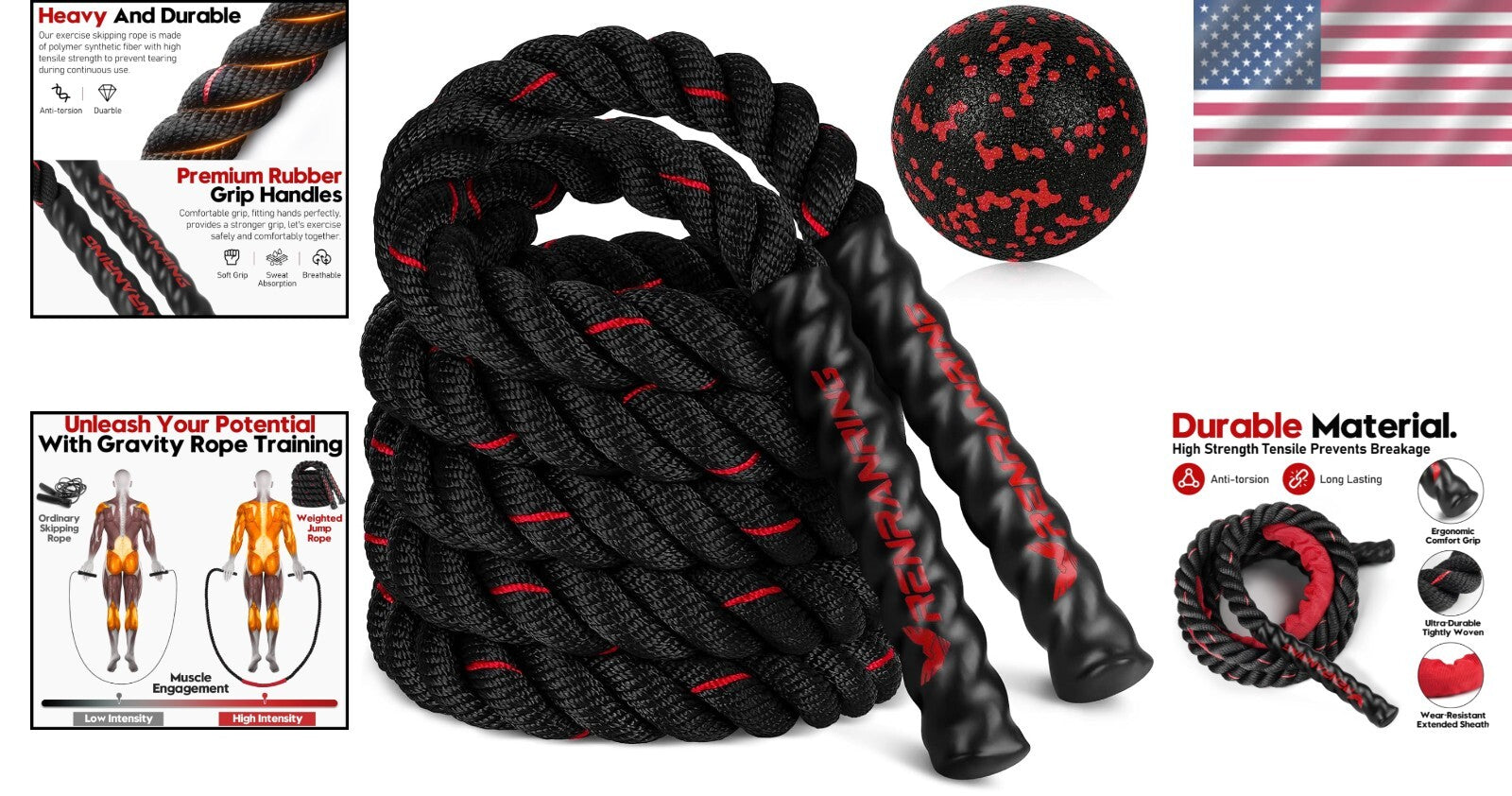 Unleash Your Potential: 3lb to 5lb Weighted Jump Rope for Full Body Conditioning