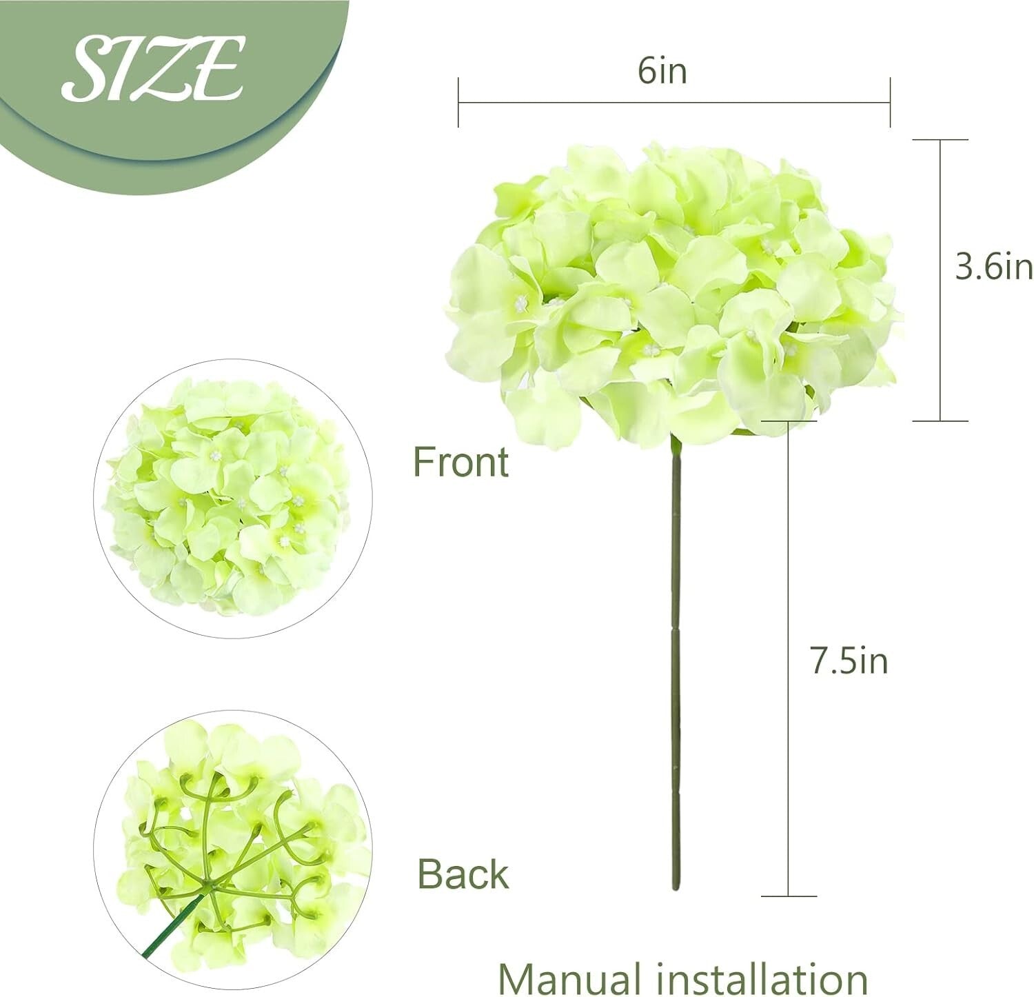 64 PCS Artificial Light Green Hydrangeas for Elegant Wedding Centerpieces