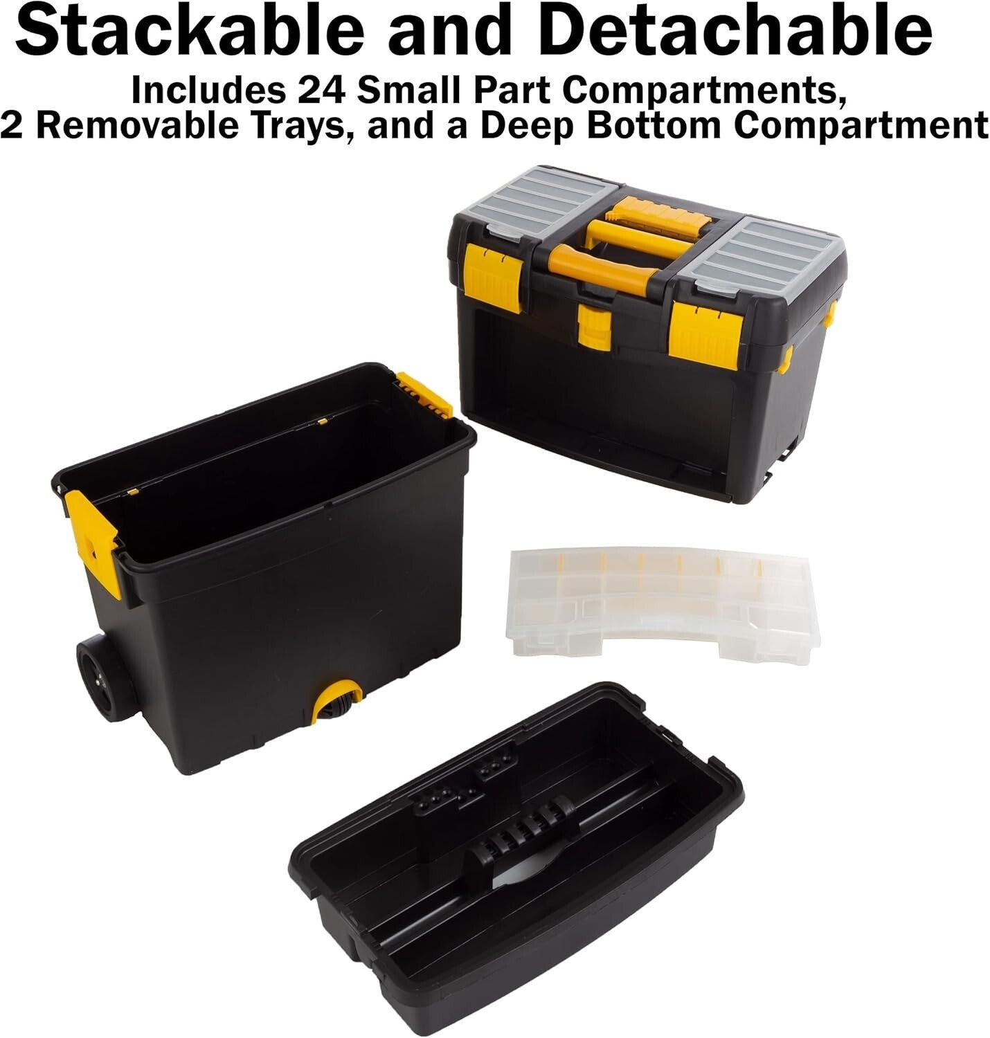 Heavy-Duty Portable Tool Chest with Wheels and Removable Top for Easy Access