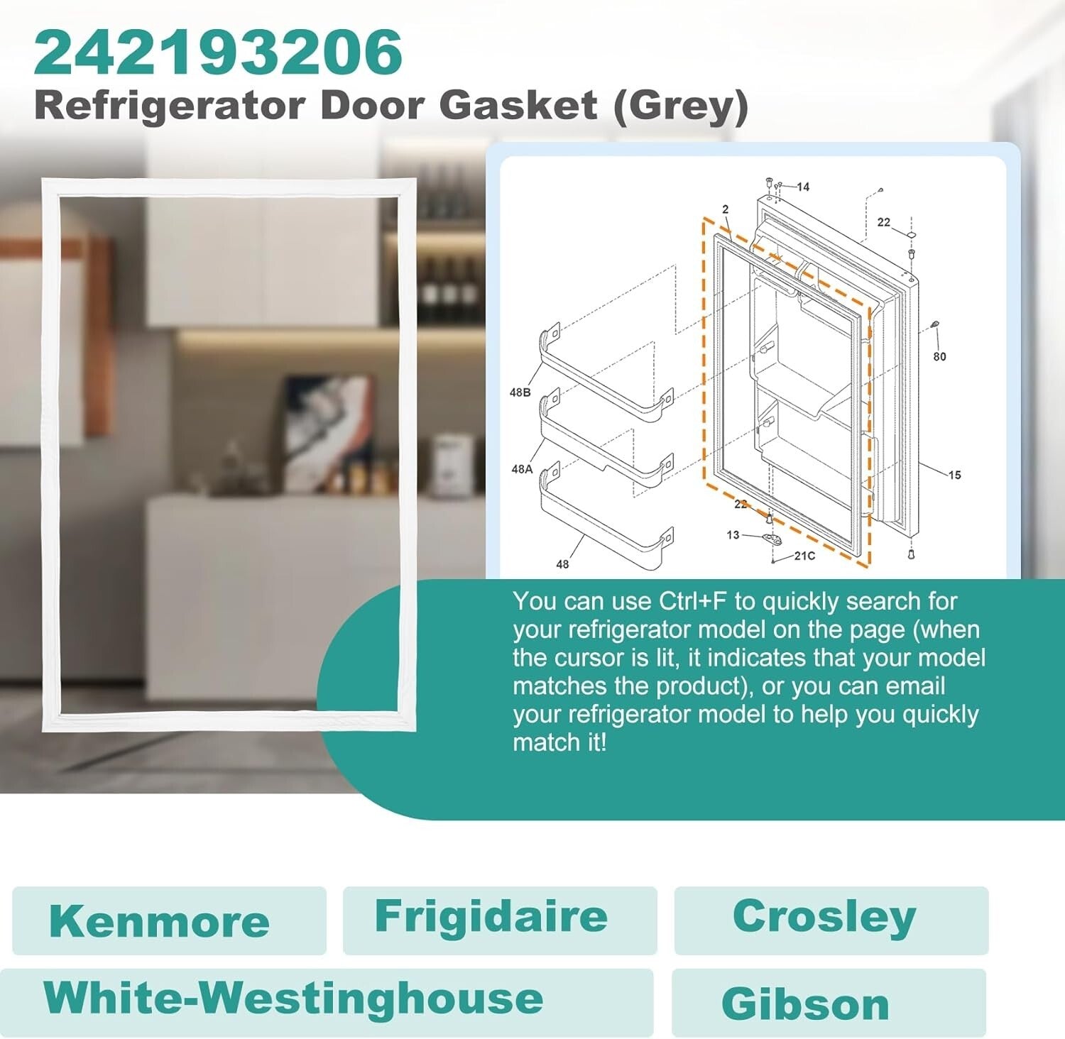 Durable Refrigerator Door Seal Replacement for Kenmore, Frigidaire, Westinghouse