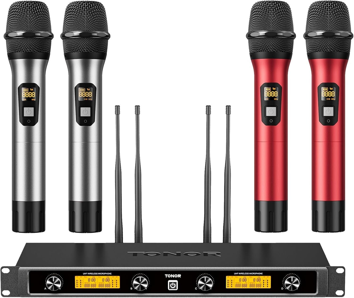 Metal Built Wireless Microphones with 4 Antennas - Ideal for Singing & Speech