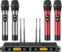 Load image into Gallery viewer, Metal Built Wireless Microphones with 4 Antennas - Ideal for Singing &amp; Speech