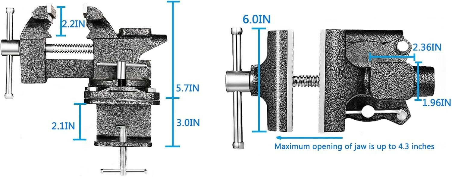 Compact Heavy-Duty Bench Vise - 3300 lbs Holding Power with Dual Installation