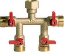 Load image into Gallery viewer, Heavy Weight Brass Hose Splitter – 4 Way Connector for Efficient Garden Watering