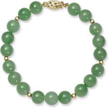 Load image into Gallery viewer, 7.5-Inch 14k Gold &amp; Green Jade Bead Bracelet – Perfect Accessory for Women