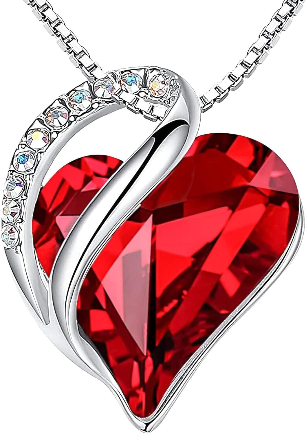 Delicate Heart Pendant with Ruby Birthstone Necklace - Elegant Gift for Her
