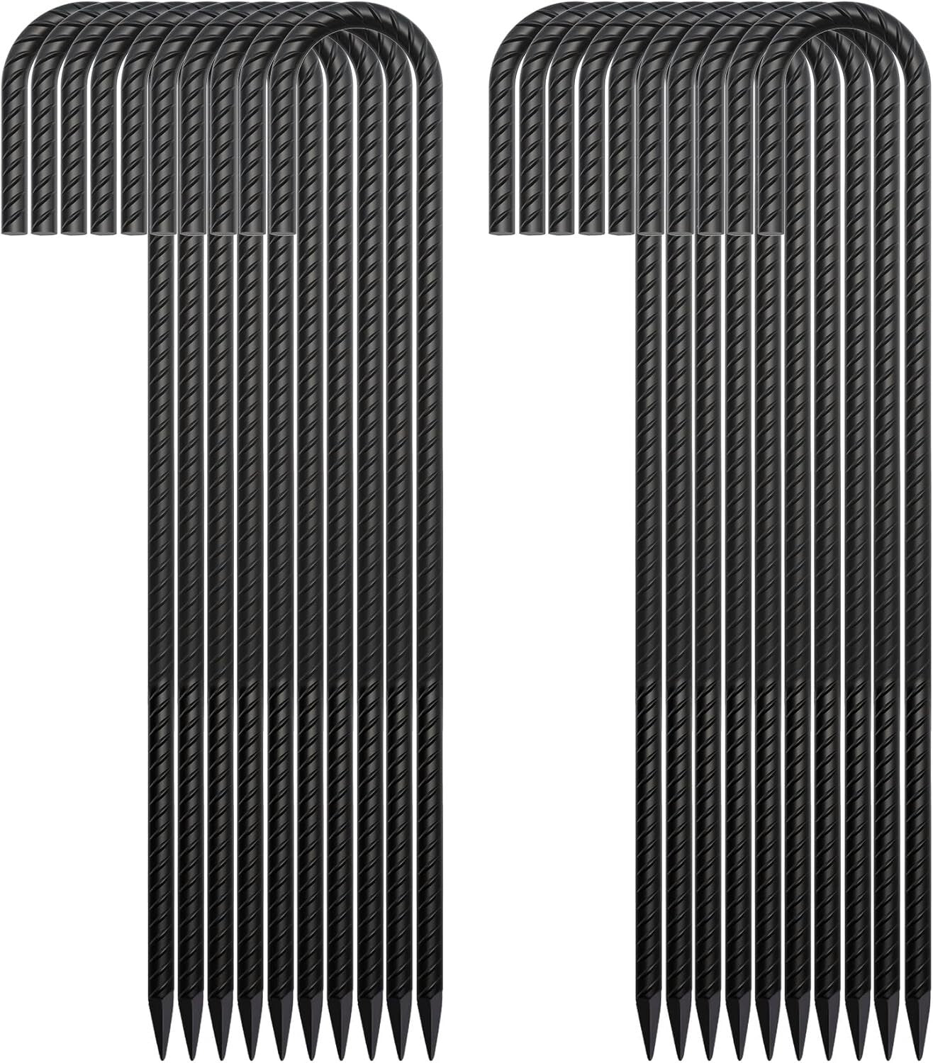 Durable 24-Inch J-Hook Rebar Anchors - Set of 20 for Outdoor Equipment Stability