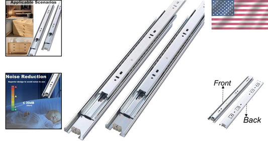 Effortless 22-Inch Full Extension Drawer Slides - 5 Pairs with Steel Finish