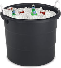 Load image into Gallery viewer, Large 17 Gallon Utility Tubs - Stylish Black Buckets with Rope Handles, Set of 2