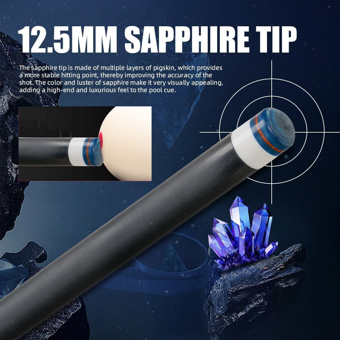 58-Inch Adjustable Pool Cue Stick - Low Deflection with Joint Protector and Case