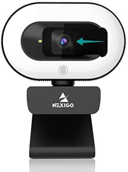 1080P HD Webcam with Ring Light & Auto-Focus for Zoom & Online Learning