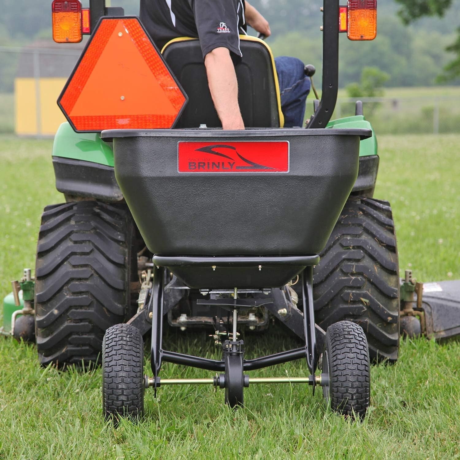 Tow Behind Broadcast Spreader - 175 lb Capacity with Universal Hitch & Autoflow