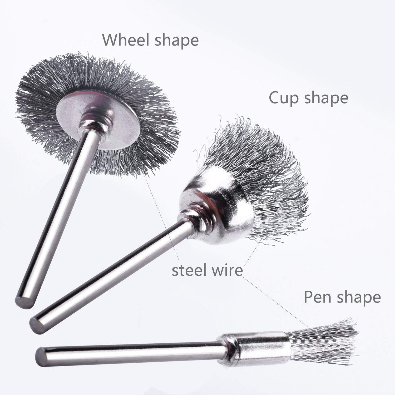 Heavy-Duty 300-Pack Wire Brushes with Sturdy Handles for All Rotary Tools