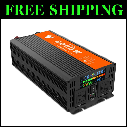 2000W Car Power Inverter - LED Display, Dual Outlets & USB for RV & Camping