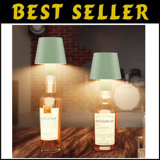Battery Powered 2 Pack Green LED Bottle Lamp - Perfect for Dining & Outdoor Use
