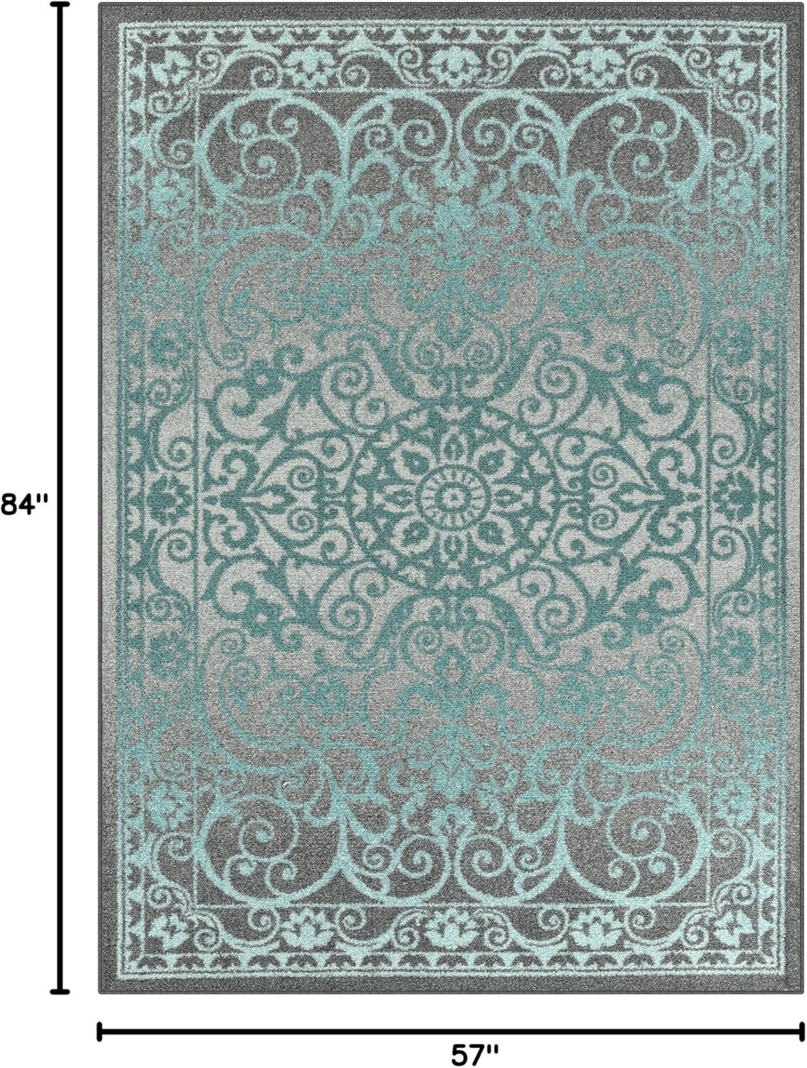 Stain-Resistant Blue/Grey Rug 5'x7' - Non-Slip & Stylish for Indoor Spaces