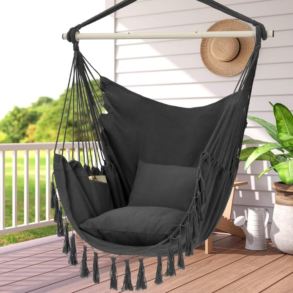 Stylish Portable Hammock Chair with Cushions - Ideal for Relaxation & Reading