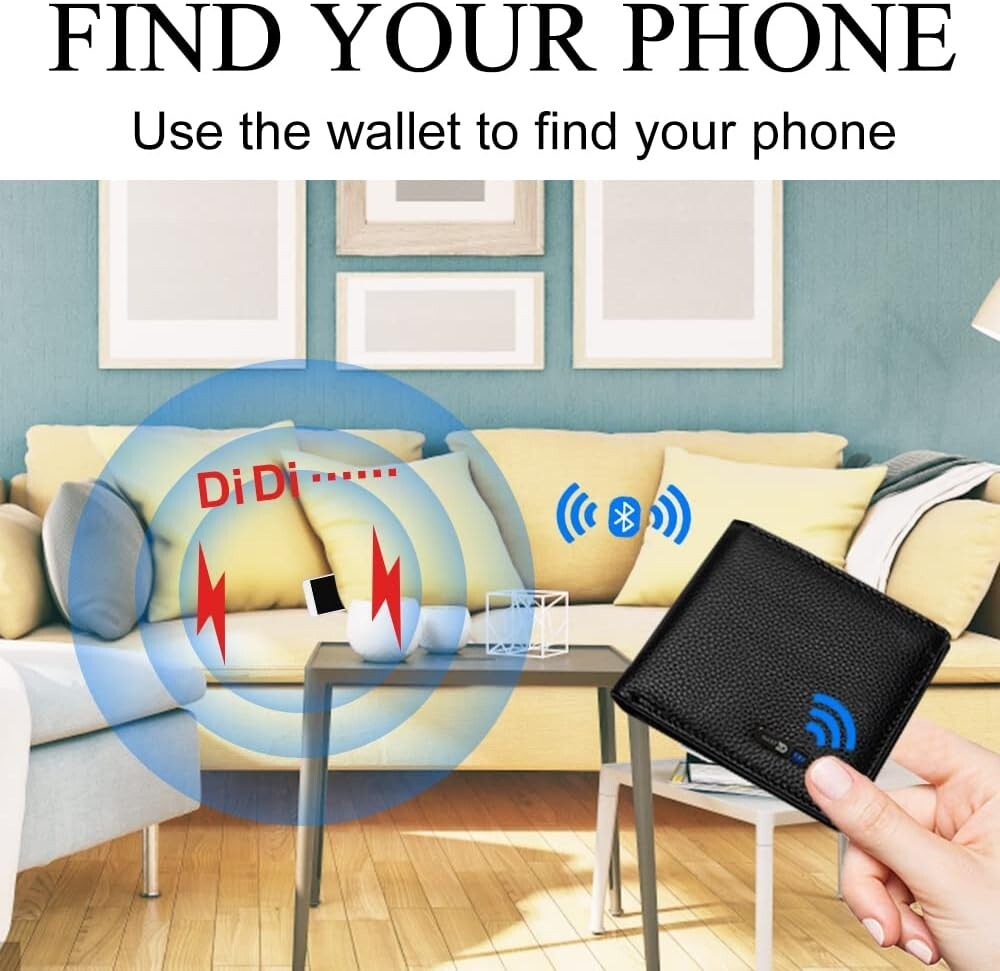 Smart Wallet with GPS Position Locator and Bluetooth - RFID Protected Black