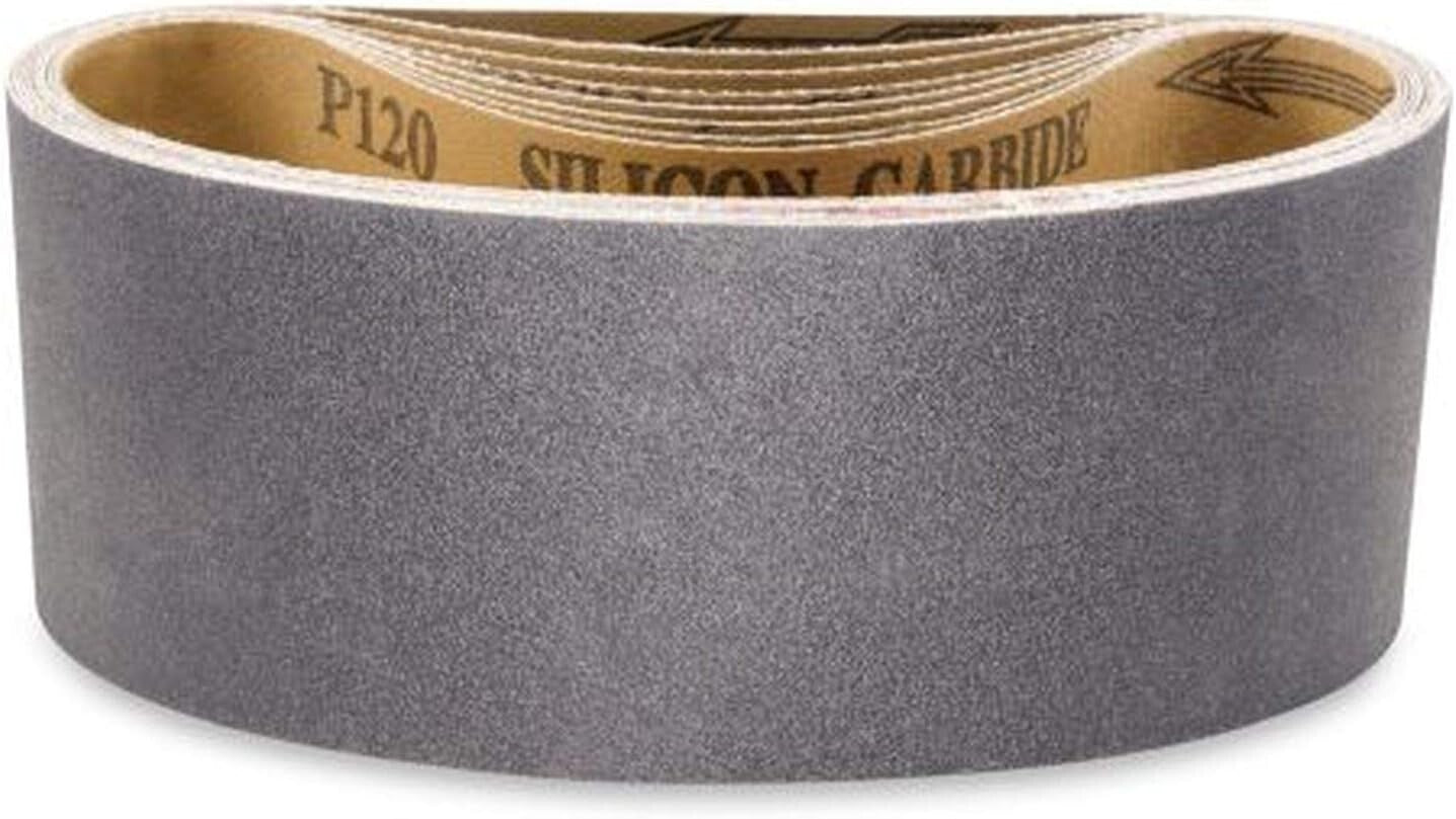 8-Pack 3x21 Inch 24 Grit Silicon Carbide Sanding Belts - Waterproof Durability