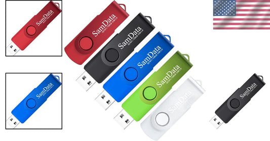 128GB USB Flash Drives 5-Pack: Colorful Memory Thumb Drives with LED Indicator