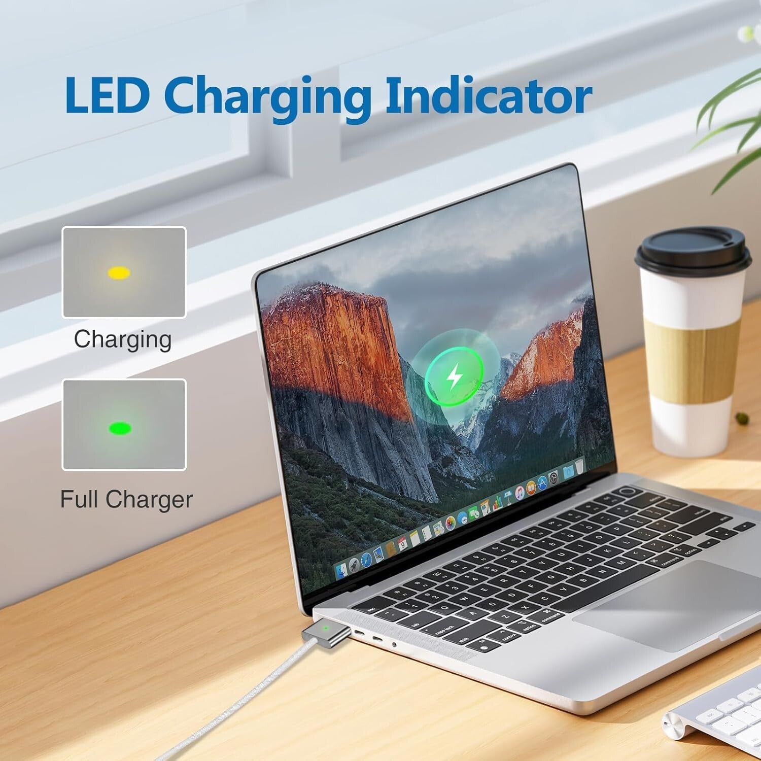 140W USB-C Magnetic Charger with LED Indicators - Compatible for MacBook Models