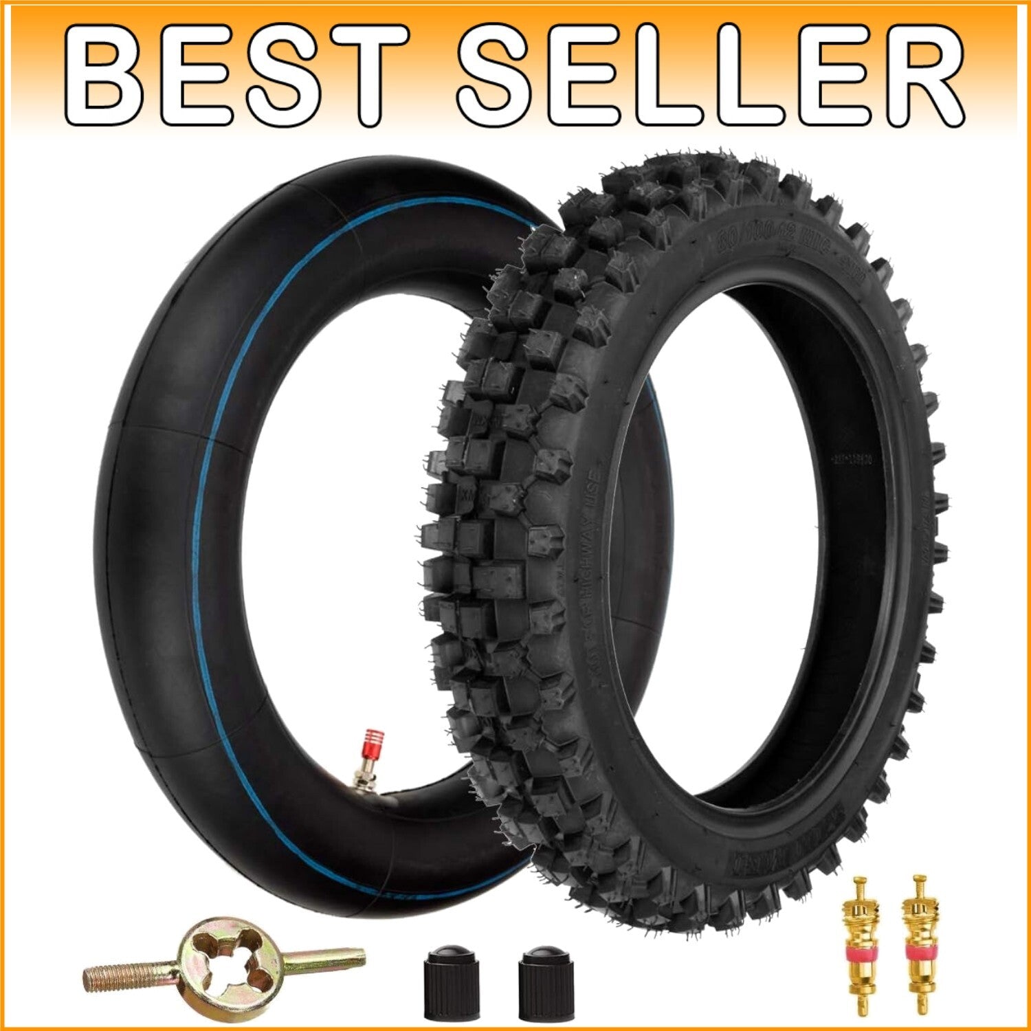Durable 3.00-12 Off-Road Tire Set with Inner Tube for Pit Bikes & Dirt Rockets
