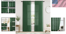 Load image into Gallery viewer, Charming 84" Back Tab Green Linen Curtains - 2 Panels for Modern Farmhouse Decor
