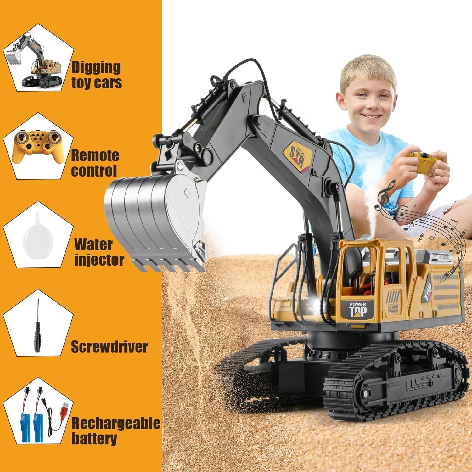 Remote Control Excavator Construction Toy - 360° Rotation & Realistic Features