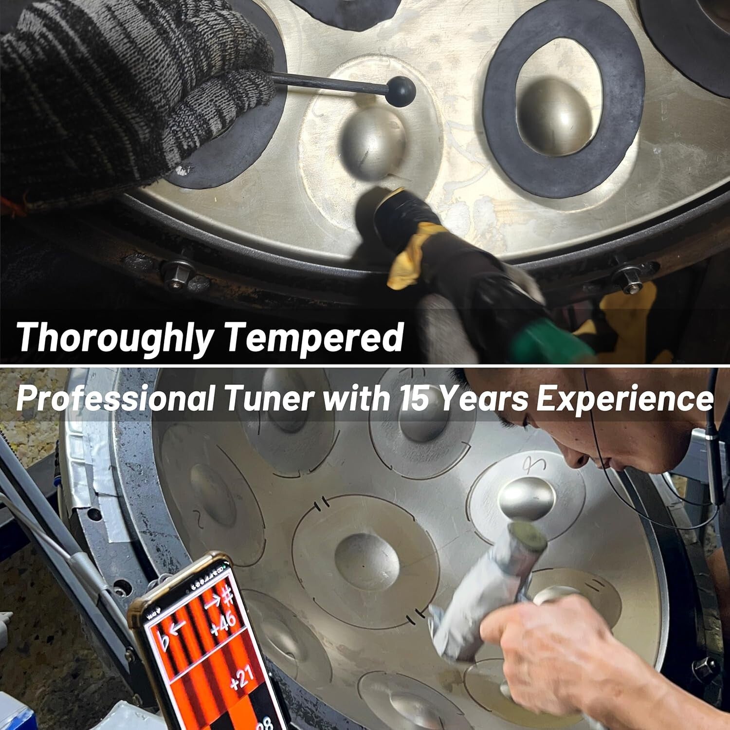 Portable 22" Black Hand Pan Drum Set - Ideal for Outdoor Performances & Healing