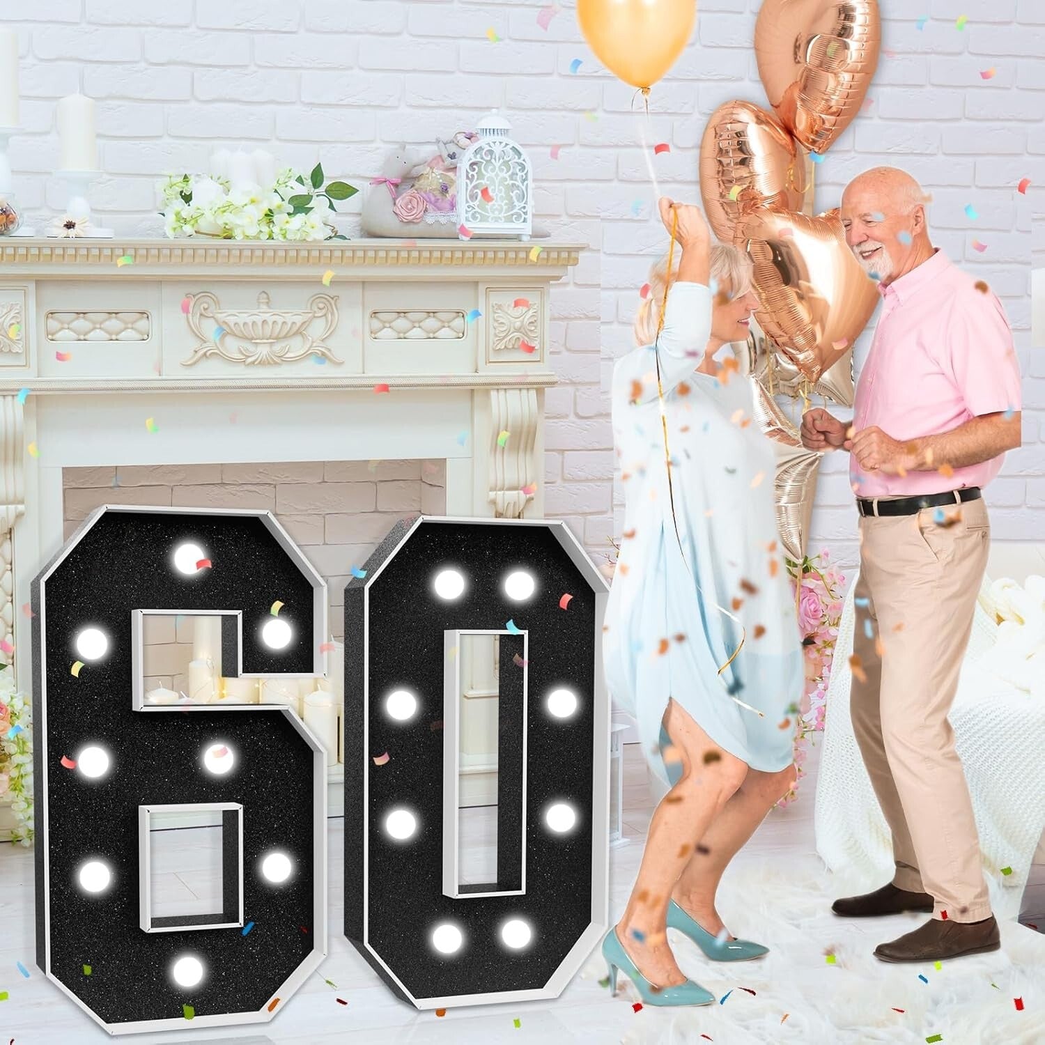 Elegant DIY Black Light-Up Number 60: Perfect for Milestone Birthday Parties