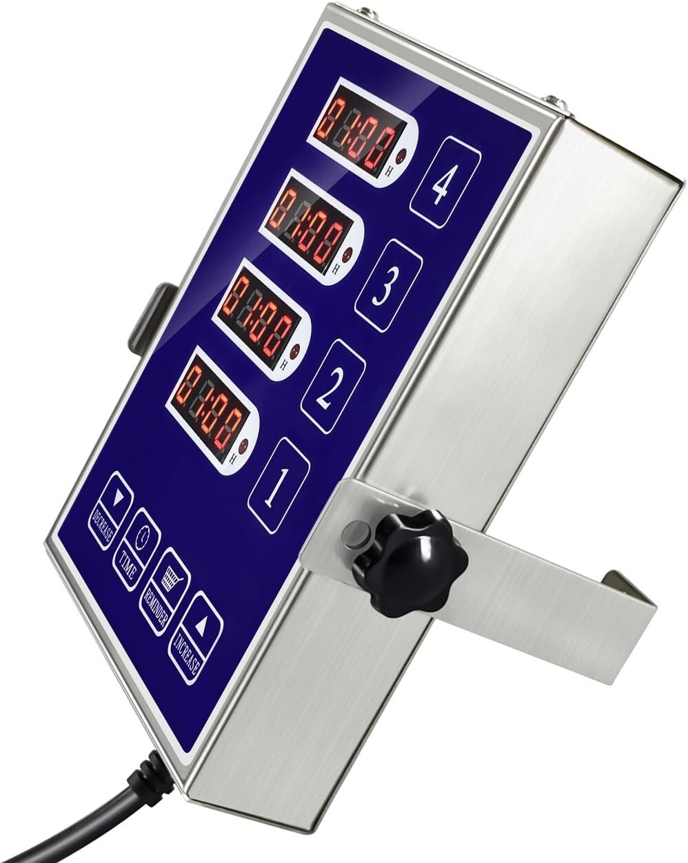 LED Cooking Timer with 4 Channels, Loud Alarm & Durable Stainless Steel Design