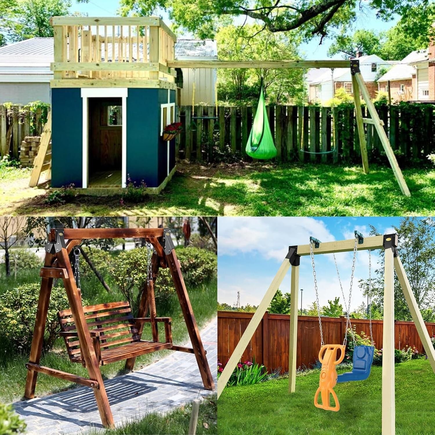 Durable Heavy Gauge Steel Swing Brackets - Complete Set for A-Frame Construction