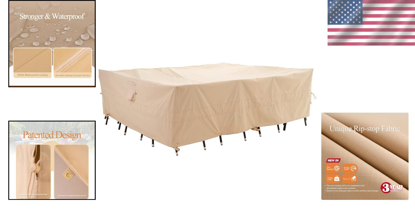 Heavy-Duty Waterproof Patio Table Cover 136x88in - Fade & Wind Resistant