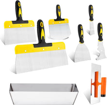 Load image into Gallery viewer, 8-Piece Stainless Steel Drywall Knife Set with Ergonomic Handles for Optimal ...
