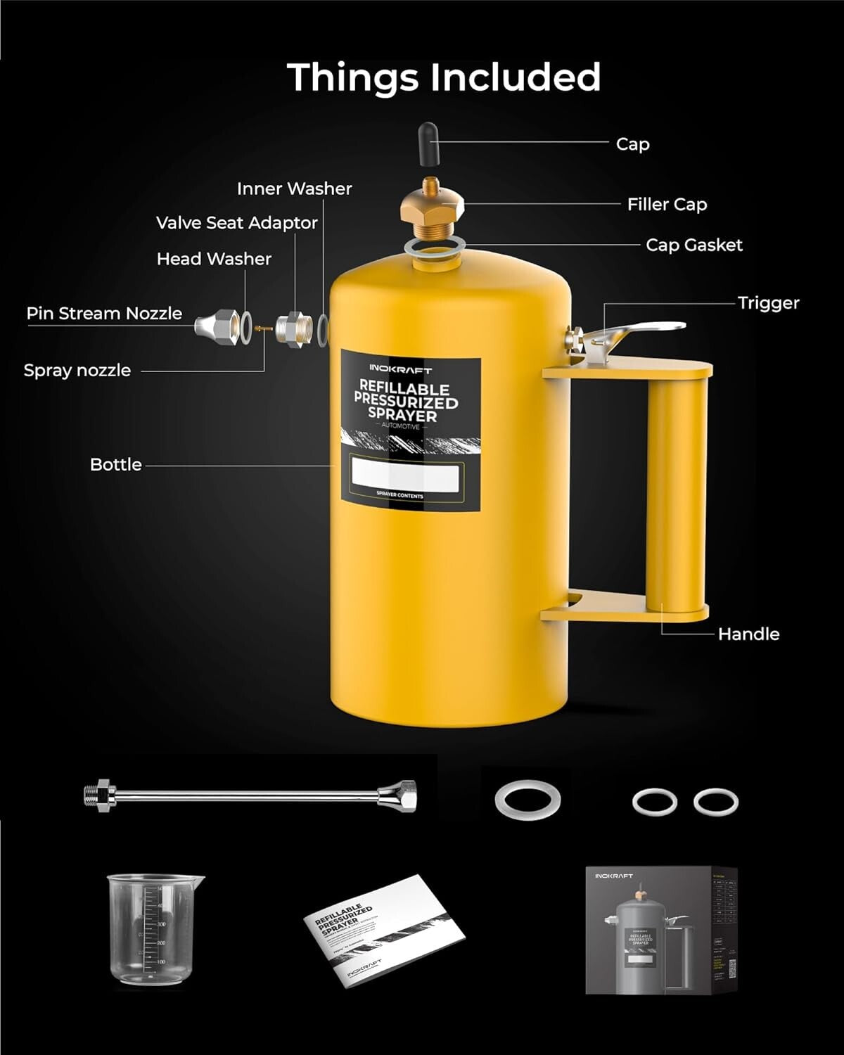Efficient 0.25 Gallon Metal Spray Bottle with 10m Hose for Brake Cleaner & More