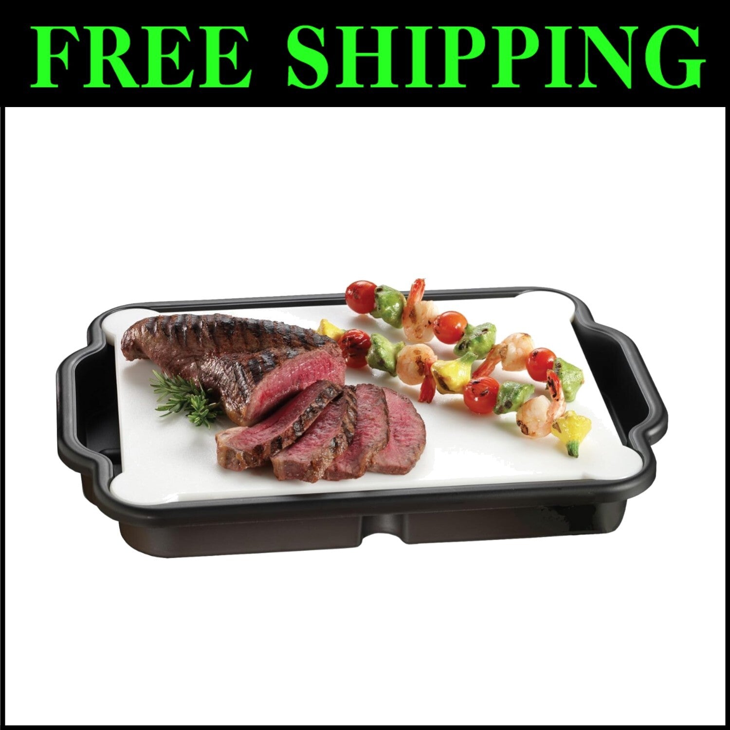 Dishwasher Safe BBQ Prep Cutting Board with Tray - Versatile & Lightweight