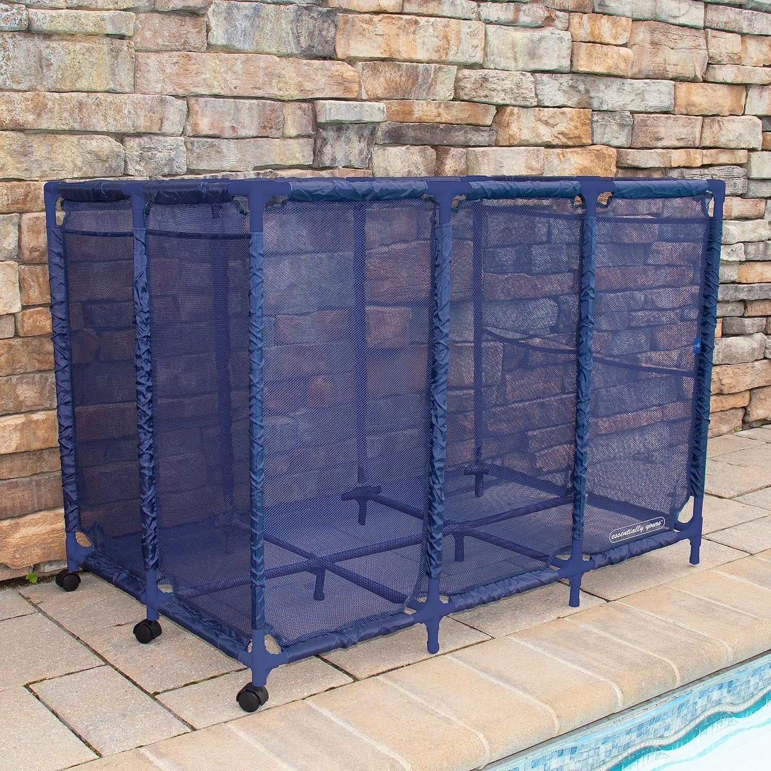 Portable Pool Equipment Organizer with 6 Pockets - Stylish Blue - 30.2" x 47.2"