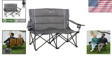 Load image into Gallery viewer, Grey Folding Camping Chair Loveseat for 2 - Perfect for Intimate Outdoor Moments