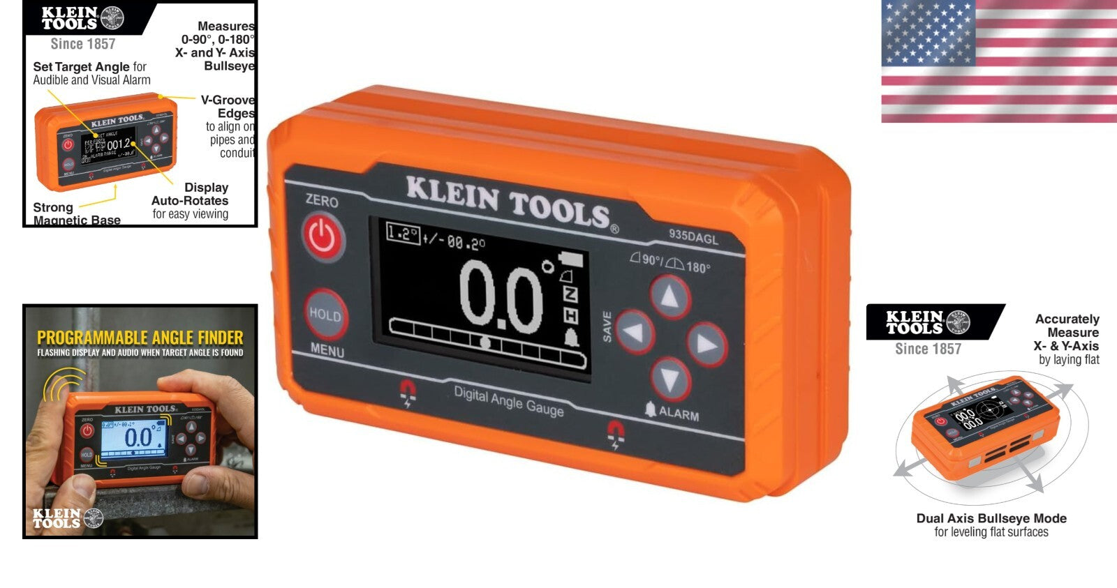 Digital Level Angle Finder with Programmable Angles - 0-90 and 0-180 Degrees