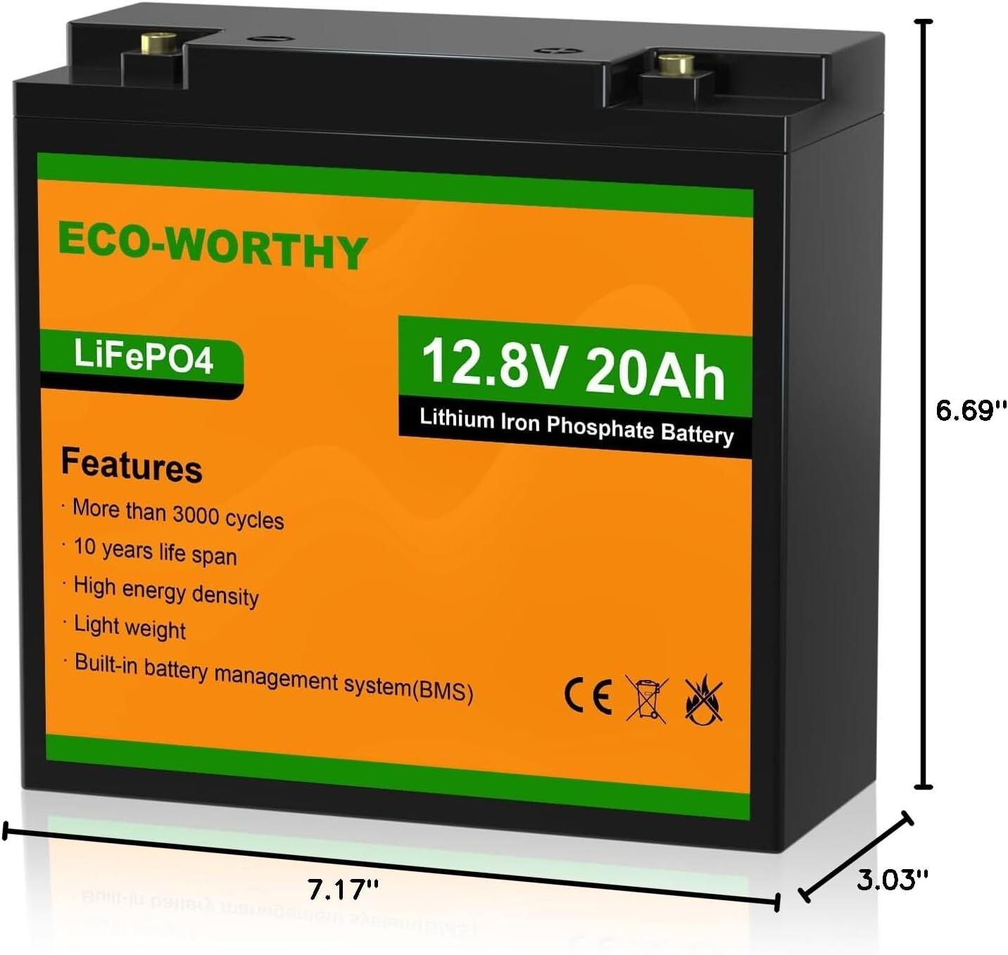 12V 20Ah Lightweight Lithium Battery - 4000+ Deep Cycles for Mobility & Scooters